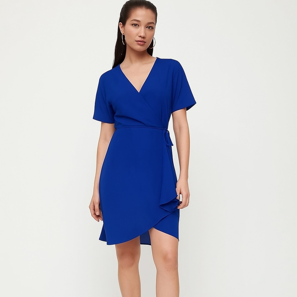 Babaton Cobalt Wrap Tie-Front Mini Dress